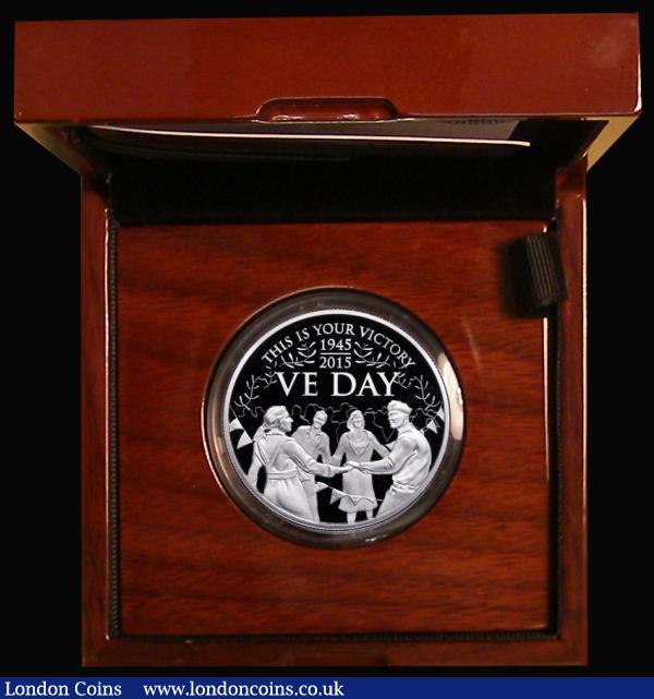 Alderney Five Pound Crown 2015 70th Anniversary of VE-Day Platinum Proof Piedfort, FDC in the Royal Mint box of issue with certificate and booklet. Certificate Number 12 of just 70 pieces minted : World Cased : Auction 171 : Lot 431