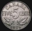 London Coins : A171 : Lot 558 : Canada 5 Cents 1926 Far 6 KM#29 Good Fine or better, Rare, one of the key varieties of the 20th Cent...