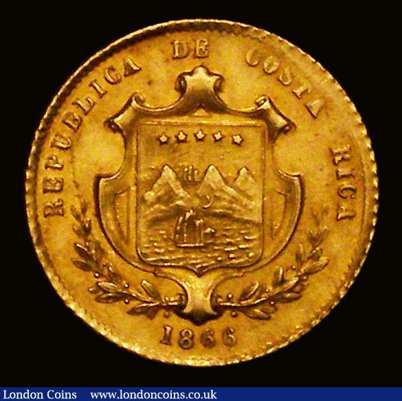 Costa Rica 2 Pesos Gold 1866 GW KM#113 GVF with minor adjustment lines on the assayers initials, a scarce issue with a low mintage of just 13,000 pieces and seldom seen : World Coins : Auction 171 : Lot 565