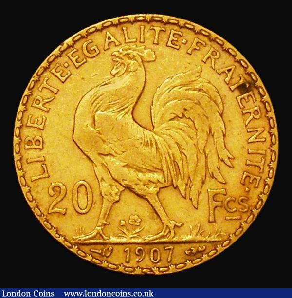 France 20 Francs Gold 1907 KM#857 EF : World Coins : Auction 171 : Lot 585