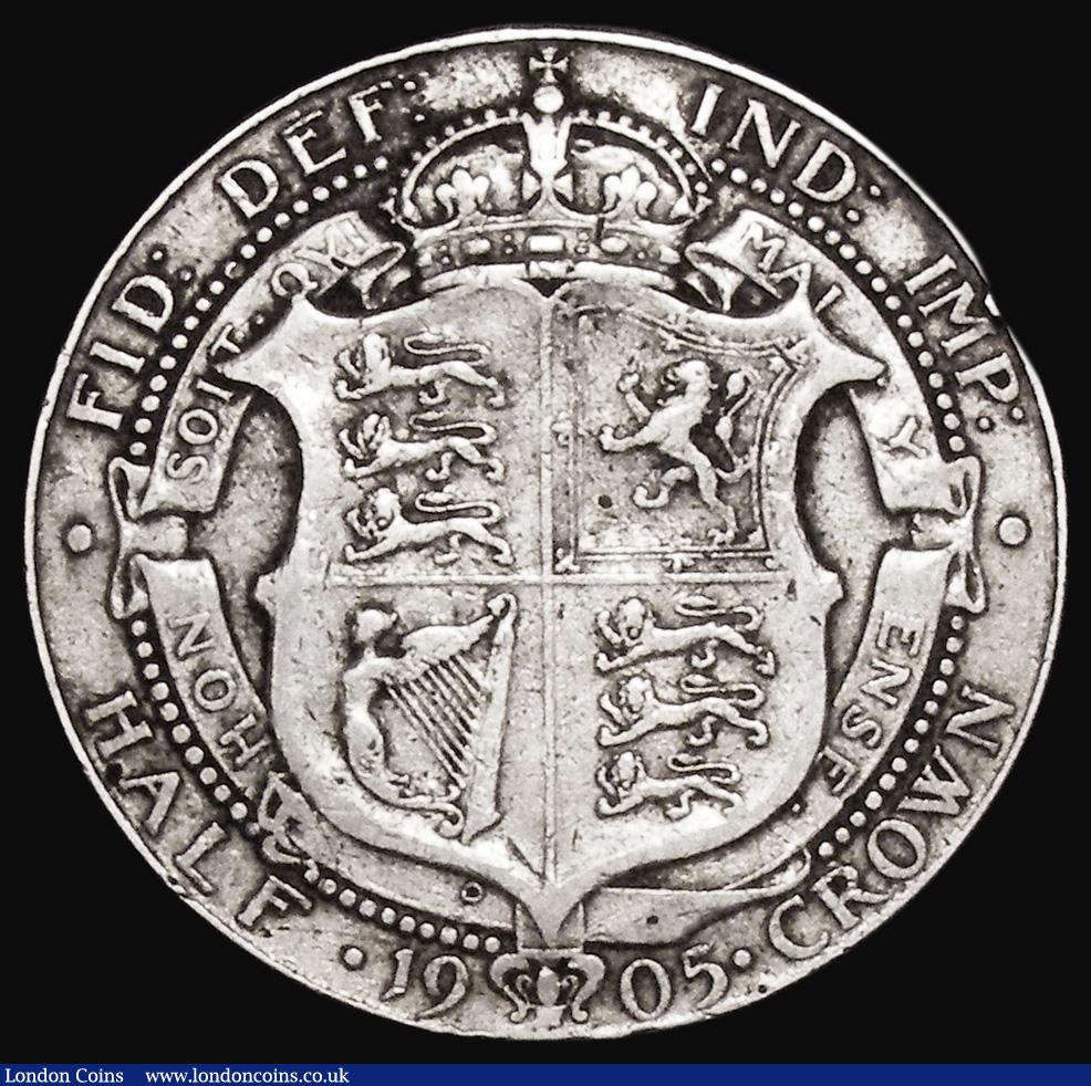 London Coins : A172 : Lot 1046 : Halfcrown 1905 ESC 750, Bull 3571 VG or better for wear with some edge nicks and a small flan flaw o...