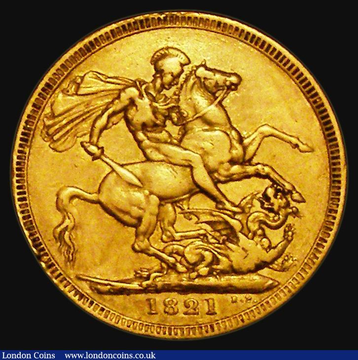 London Coins : A172 : Lot 1313 : Sovereign 1821 Marsh 5 Fine with some edge bruises, the reverse with some deeper scratches causing d...