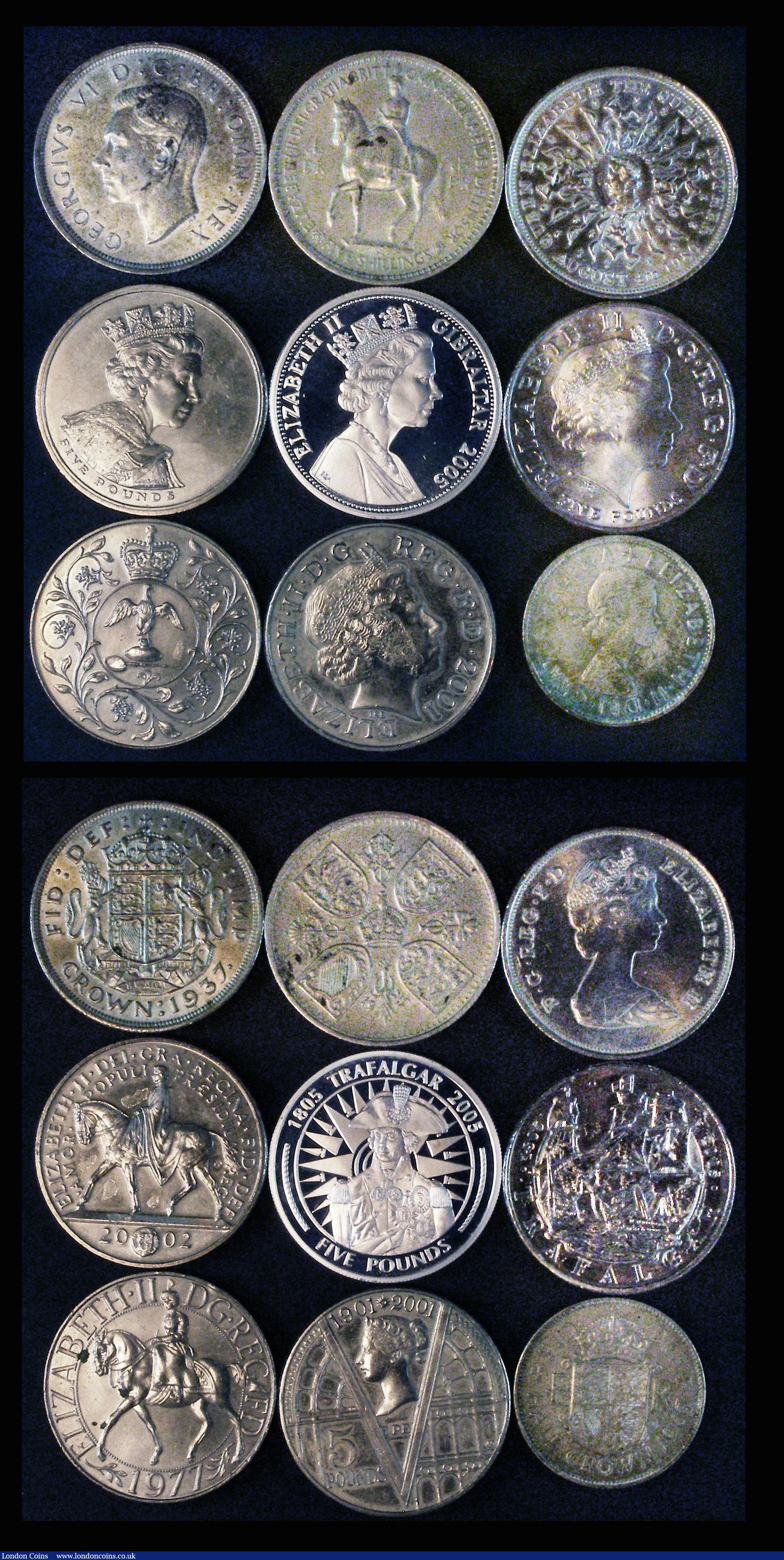 London Coins : A172 : Lot 1556 : Half Sovereigns (2) 1909 Marsh 512 Good Fine/Fine, 1911 Marsh 526 Near VF, Crowns (4) 1937 VF/GVF, 1...