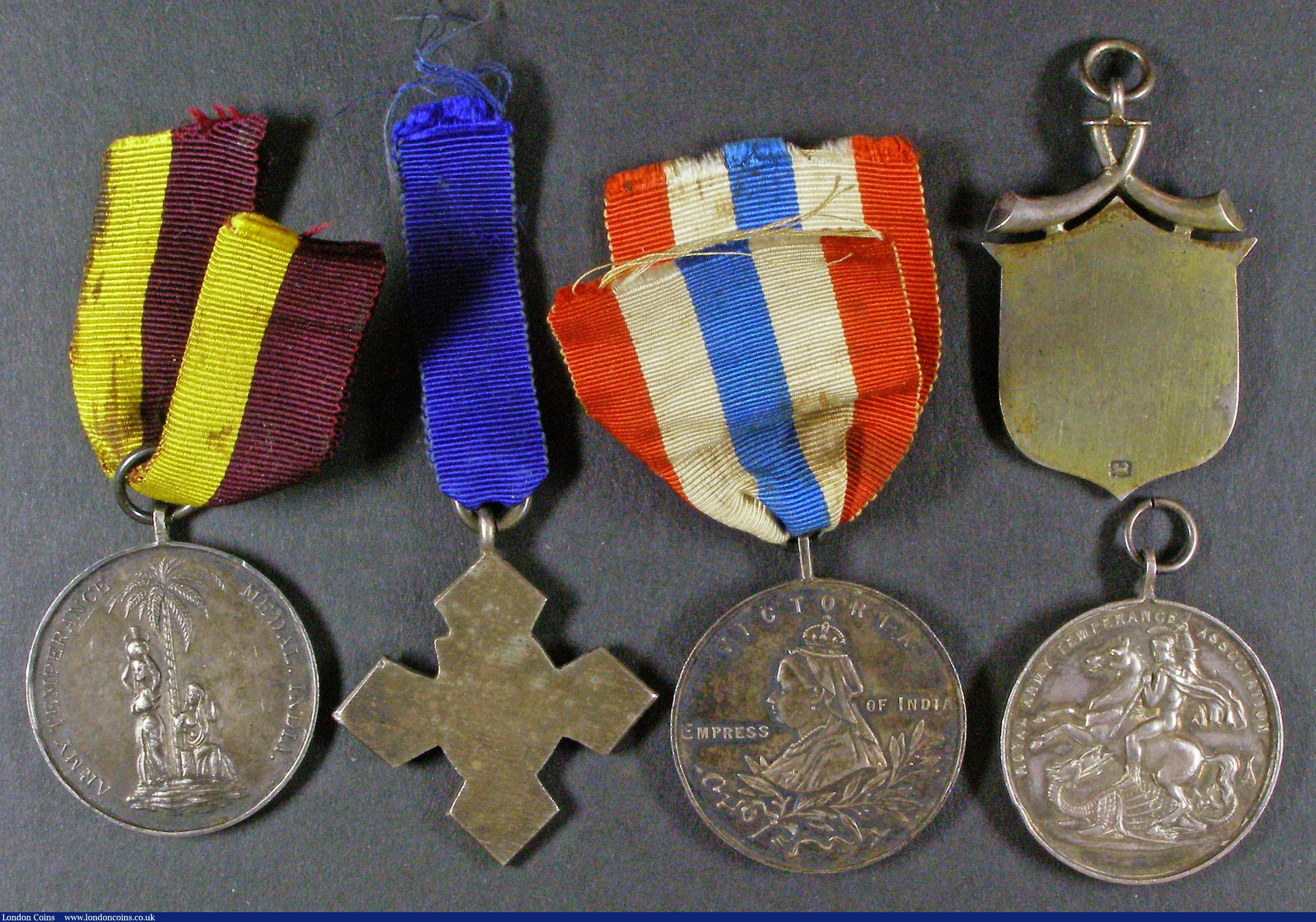London Coins : A172 : Lot 738 : Army Temperance Society Medals (5) 1901 In Memory of Queen Victoria 19.11 grammes NVF with suspensio...