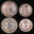 London Coins : A172 : Lot 1102 : Maundy Set 1888 ESC 2502, Bull 3545 A/UNC to UNC with a colourful matching tone, the Twopence and Pe...
