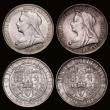 London Coins : A172 : Lot 1257 : Shillings (4) 1892 ESC 1360 EF with contact marks, 1897 ESC 1366 EF, 1898 ESC 1367 NEF, 1900 ESC 136...