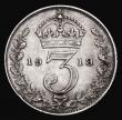 London Coins : A172 : Lot 1477 : Threepence 1919 9 over 8 Bull 3936, Davies 1933 (in appearance looks more like 8 over 9) Fine/Good F...