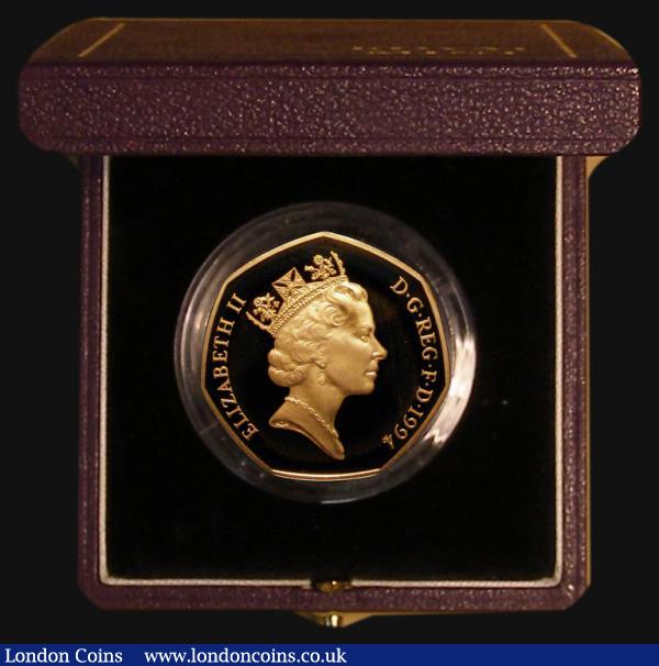 Fifty Pence 1994 D-Day Landings 50th Anniversary Gold Proof S.H6 nFDC lightly toned in a purple Royal Mint box with certificate : English Cased : Auction 172 : Lot 204
