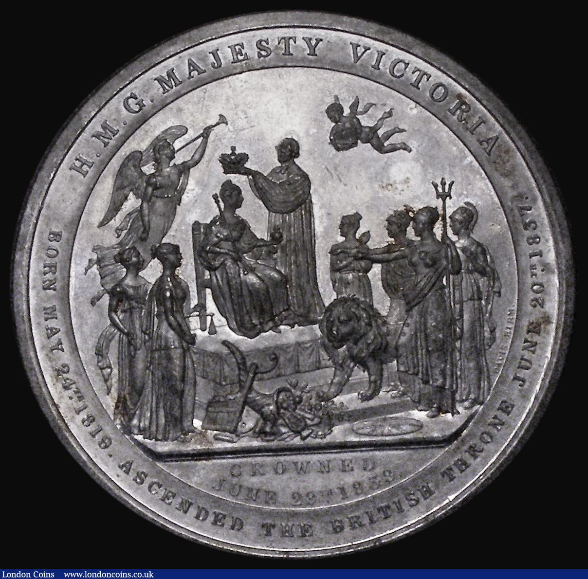 London Coins : A173 : Lot 1050 : Coronation of Queen Victoria 1838 64mm diameter in White Metal by C. Davis, Obverse: Head of the Que...