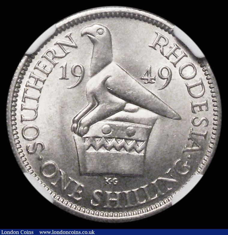 London Coins : A173 : Lot 1532 : Southern Rhodesia Shilling 1949 KM#22 in an NGC holder and graded MS65