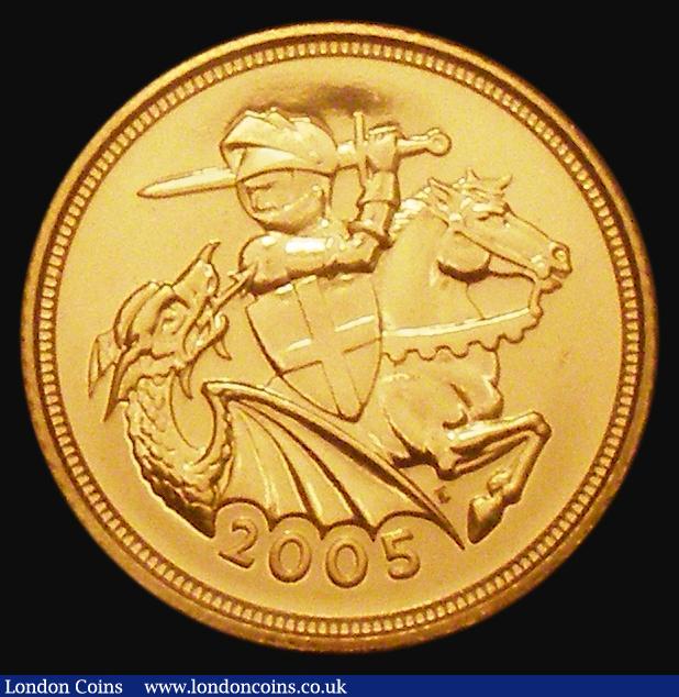 London Coins : A173 : Lot 1843 : Half Sovereign 2005 S.SB6 Modern depiction of George and the Dragon UNC in a presentation box