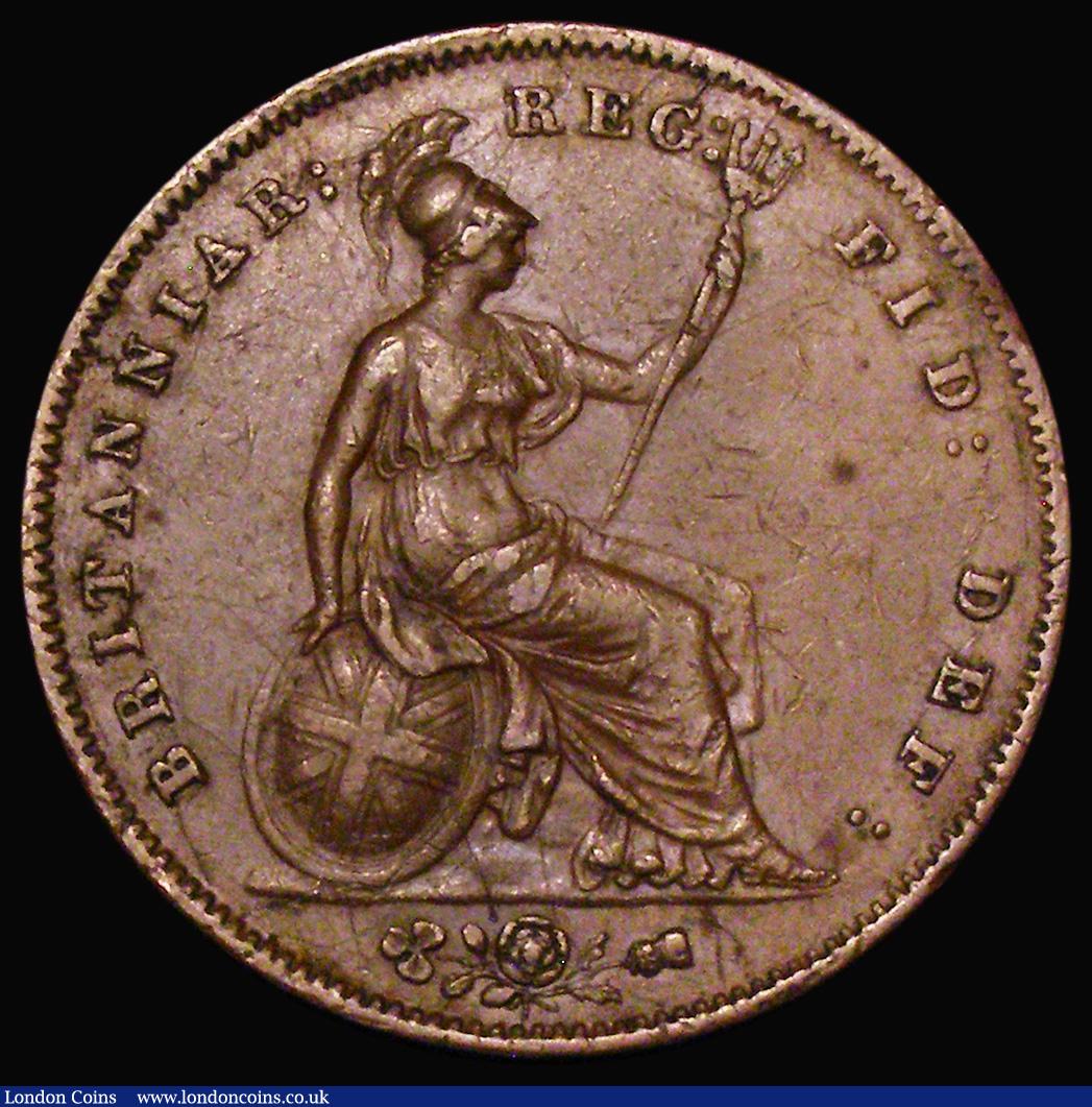 London Coins : A173 : Lot 2021 : Penny 1858 Large Rose, Ornamental Trident, Small Date with WW, unlisted by Peck, believed to be only...