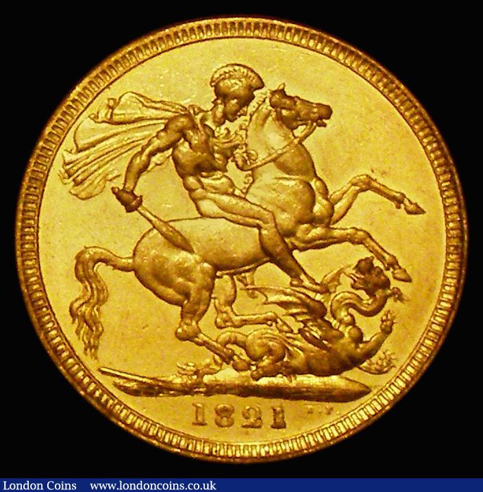 London Coins : A173 : Lot 2148 : Sovereign 1821 Marsh 5 GVF the obverse with some rubbing to the King's neck and jawline