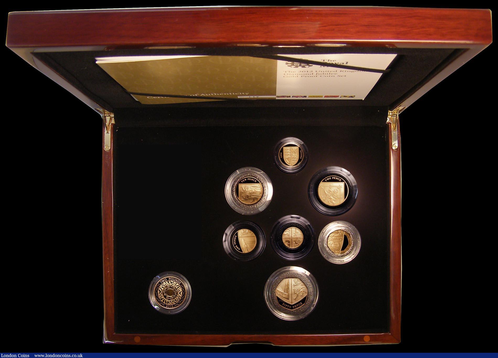 London Coins : A173 : Lot 429 : Proof Set 2012 a part set in gold (8 coins) comprising Two Pounds 'Technology', and One Po...