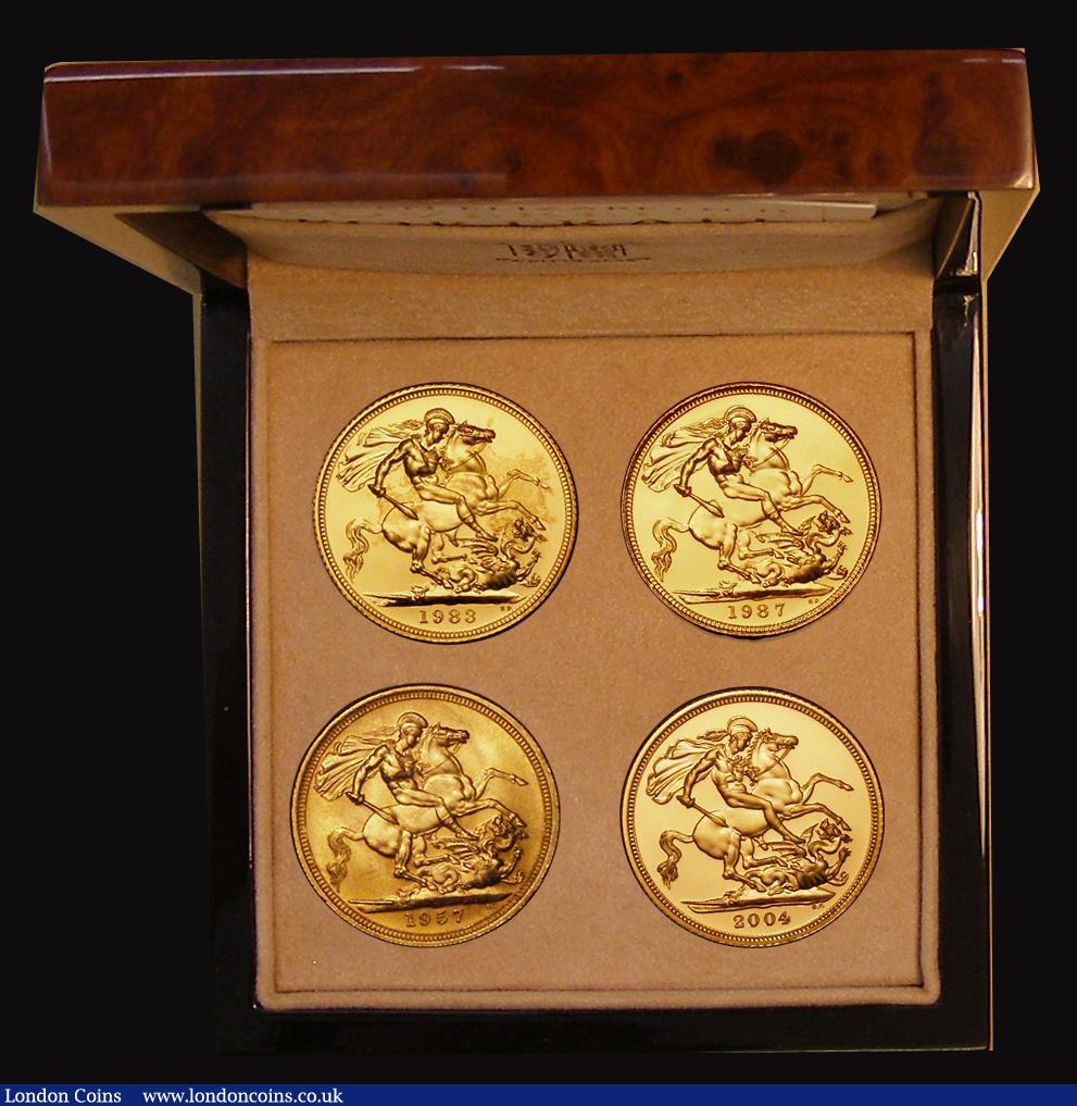 London Coins : A173 : Lot 526 : The Queen Elizabeth II Sovereign Portrait Collection a 4-coin set comprising Sovereigns 1957 Marsh 2...