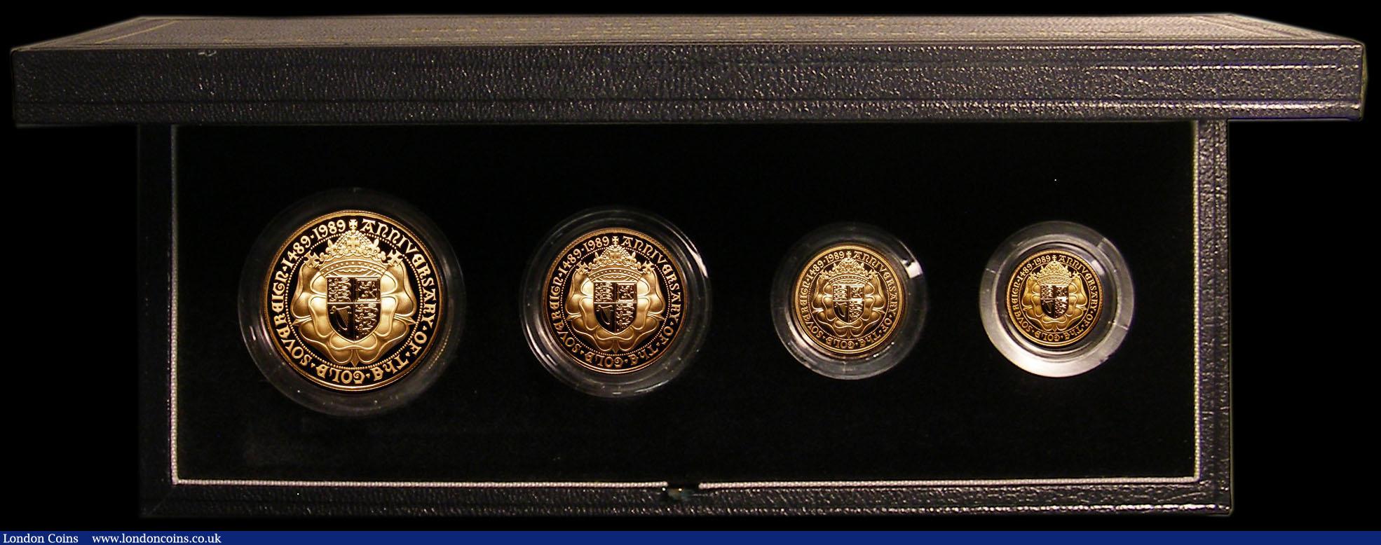 London Coins : A173 : Lot 586 : United Kingdom 1989 Gold Proof Four Coin Sovereign Collection, 500th Anniversary of the First Gold S...