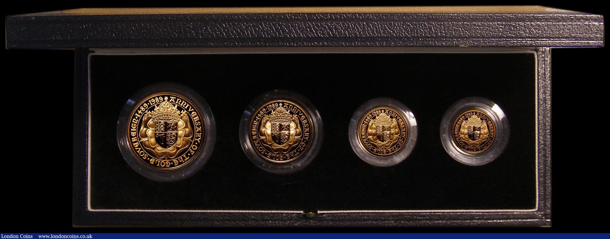 London Coins : A173 : Lot 587 : United Kingdom 1989 Gold Proof Four Coin Sovereign Collection, 500th Anniversary of the First Gold S...