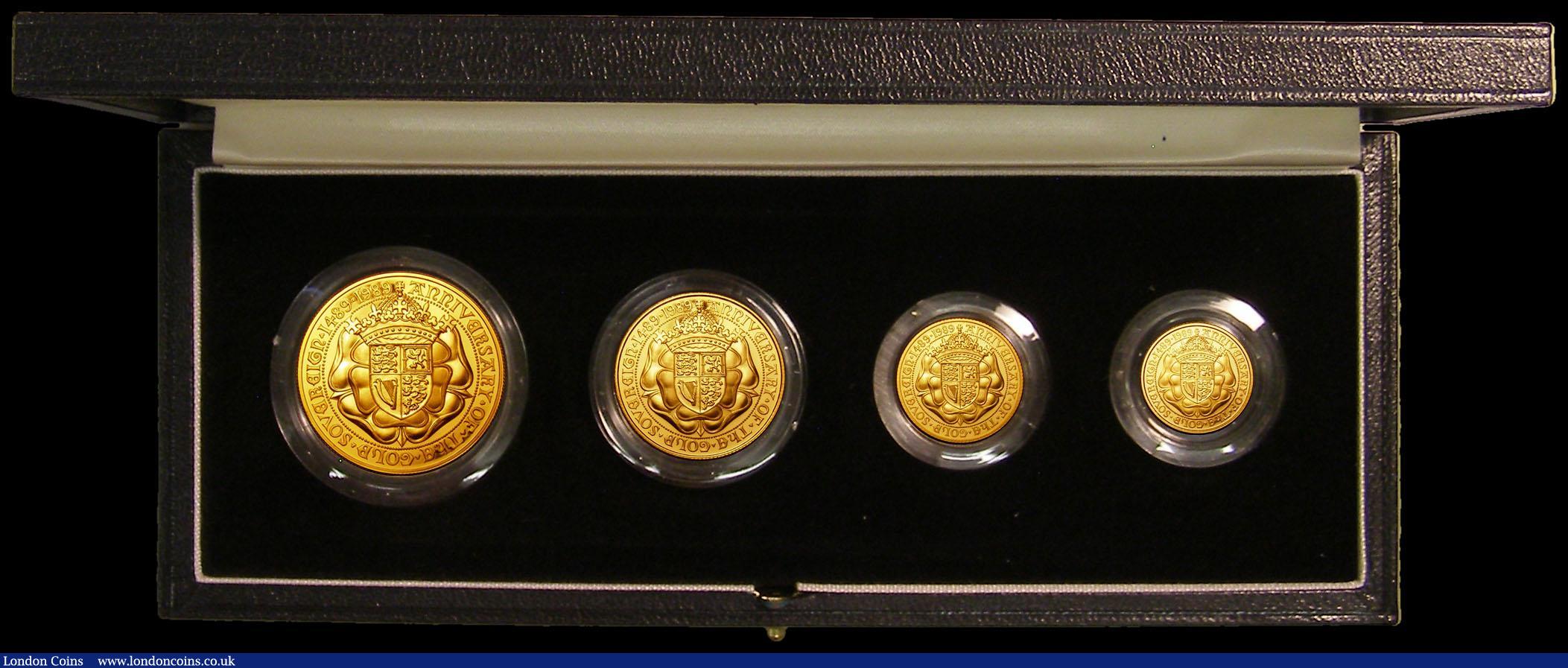 London Coins : A173 : Lot 588 : United Kingdom 1989 Gold Proof Four Coin Sovereign Collection, 500th Anniversary of the First Gold S...