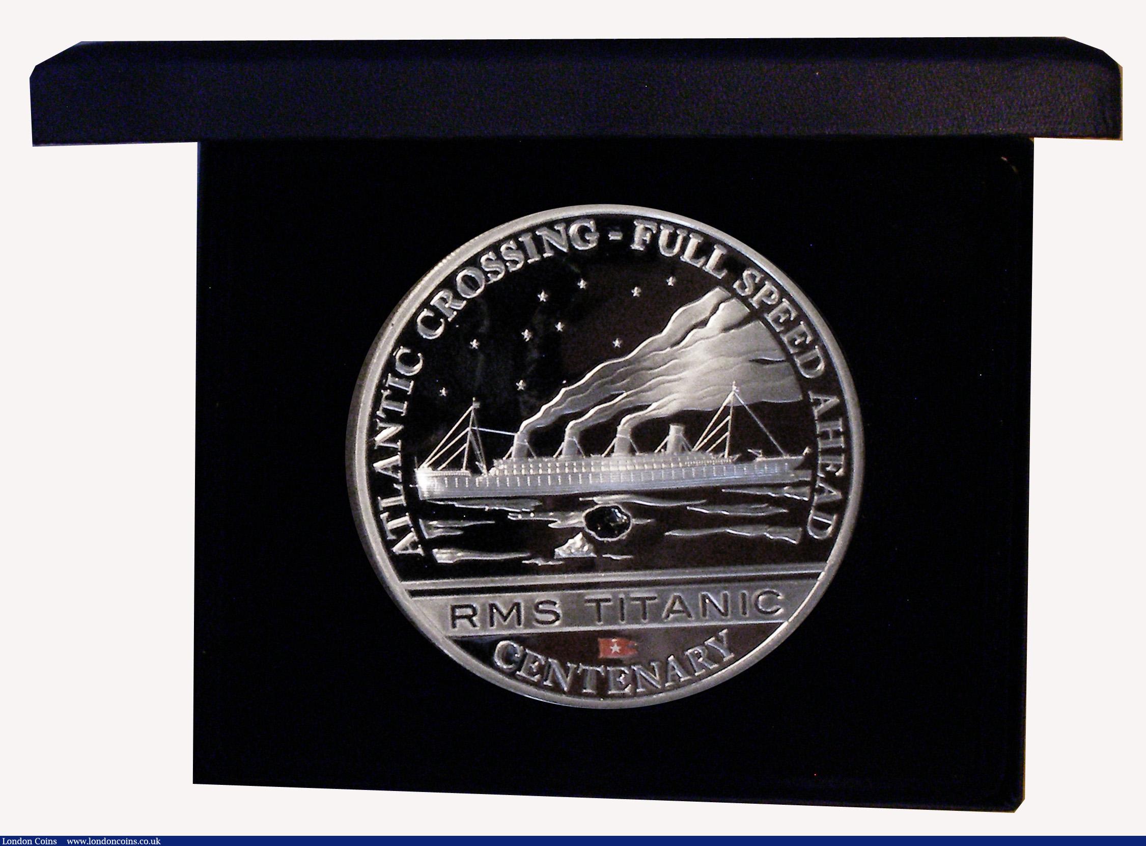 London Coins : A173 : Lot 640 : Cook Islands $25 2012 100th Anniversary of the RMS Titanic 5oz. Silver Proof with coloured flag of t...