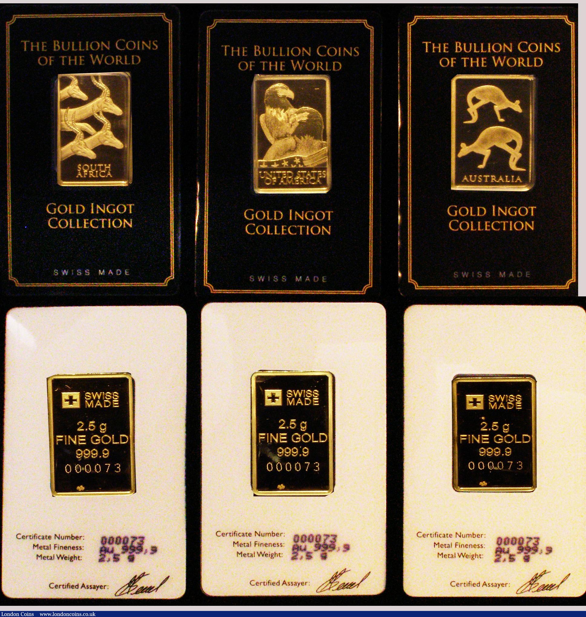 London Coins : A173 : Lot 760 : World Gold Ingot Collection a 6-piece set featuring National Emblems comprising Great Britain (2) St...