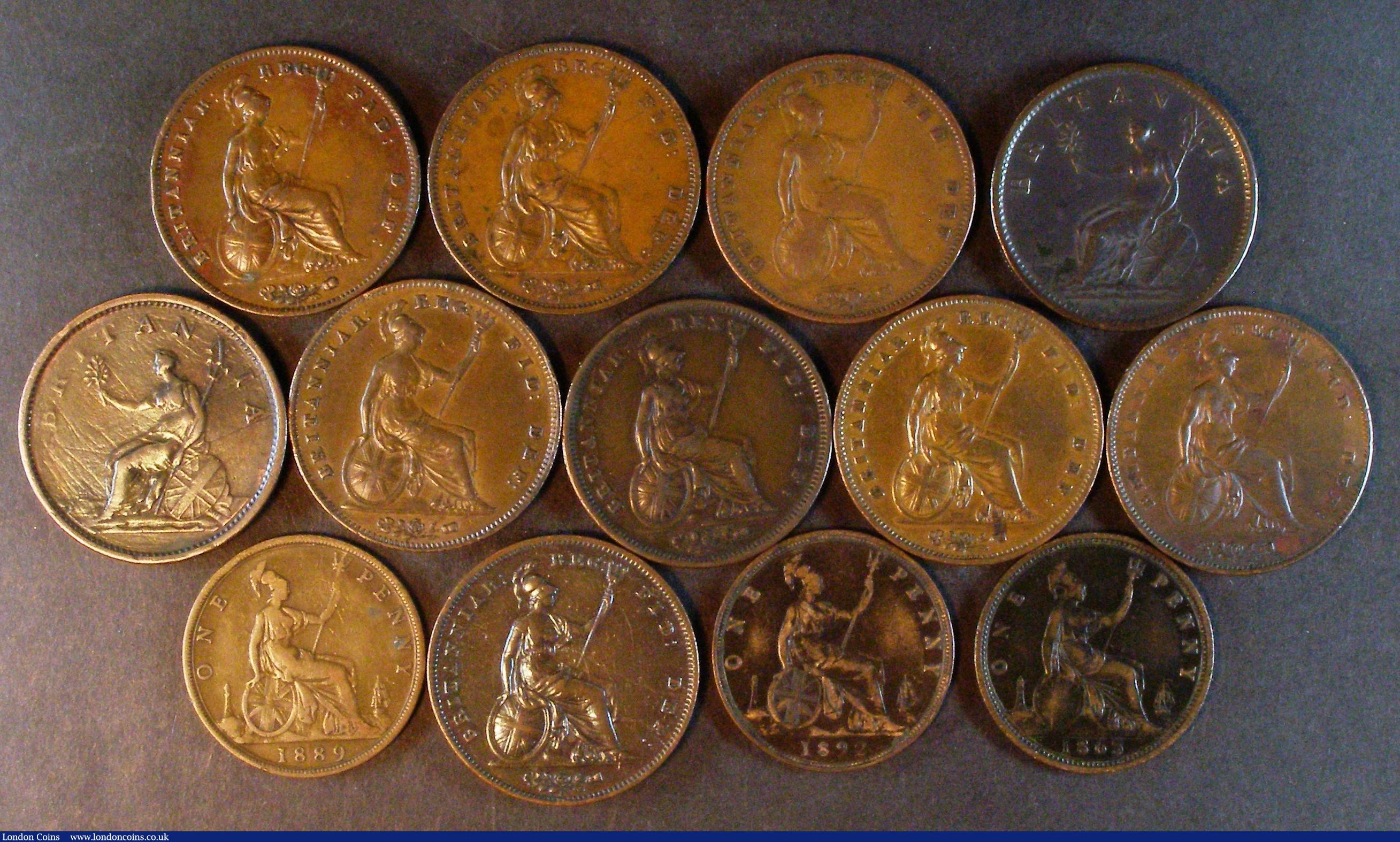 London Coins : A173 : Lot 849 : Pennies (13) 1806 Fine, the reverse with some scratches, 1807 Near Fine, 1826 Reverse A Good Fine, 1...