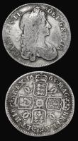 London Coins : A173 : Lot 2098 : Shillings (2) 1693 9 over 0  ESC 1076A, Bull 868 VG the reverse a touch better, 1663 First Bust Vari...