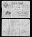 London Coins : A173 : Lot 37 : Five Pounds Catterns White notes B228 London 5th March 1932 (2) a consecutively numbered pair serial...