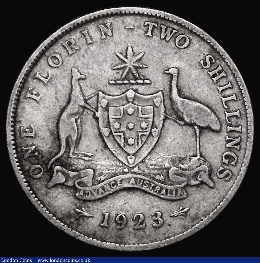 London Coins : A174 : Lot 1130 : Australia Florin 1923 KM#27 Near Fine/Good Fine, scarce