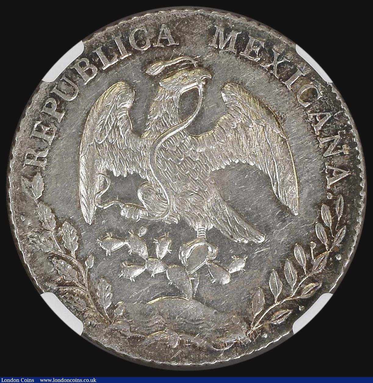 London Coins : A174 : Lot 1357 : Mexico 8 Reales 1887Mo MH KM#377.10 in an NGC holder and graded MS63