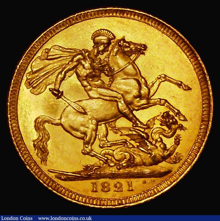 London Coins : A174 : Lot 1913 : Sovereign 1821 Marsh 5 GEF sharp and lustrous, the obverse with a small flaw in the field after F:D:...
