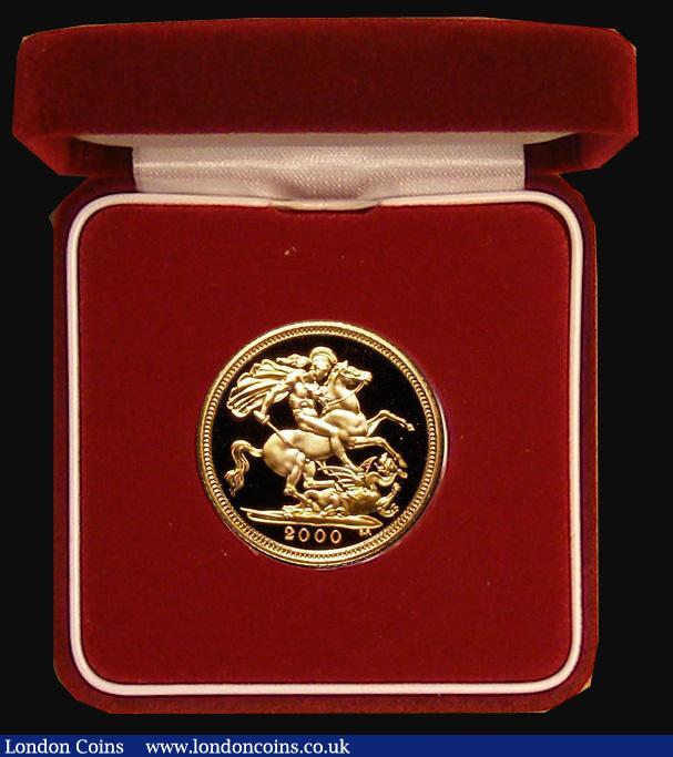 London Coins : A174 : Lot 340 : Half Sovereign 2000 Proof nFDC (toning spot obverse field) in the red box of issue with certificate