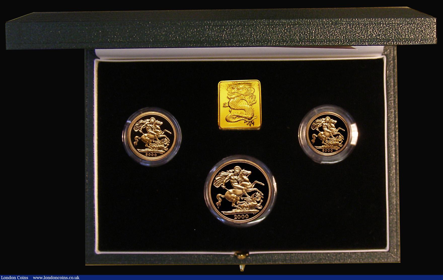 London Coins : A174 : Lot 456 : The 2000 United Kingdom Gold Three Coin Sovereign Collection, Two Pounds, Sovereign and Half Soverei...