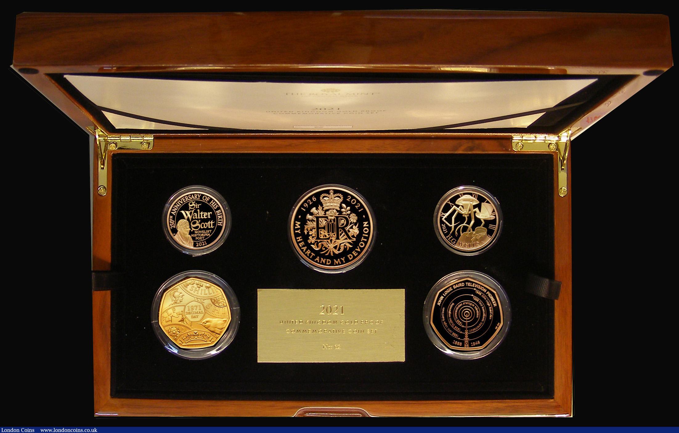 London Coins : A174 : Lot 467 : The 2021 United Kingdom Gold Proof Commemorative Coin Set a 5-coin set comprising Five Pound Crown 2...