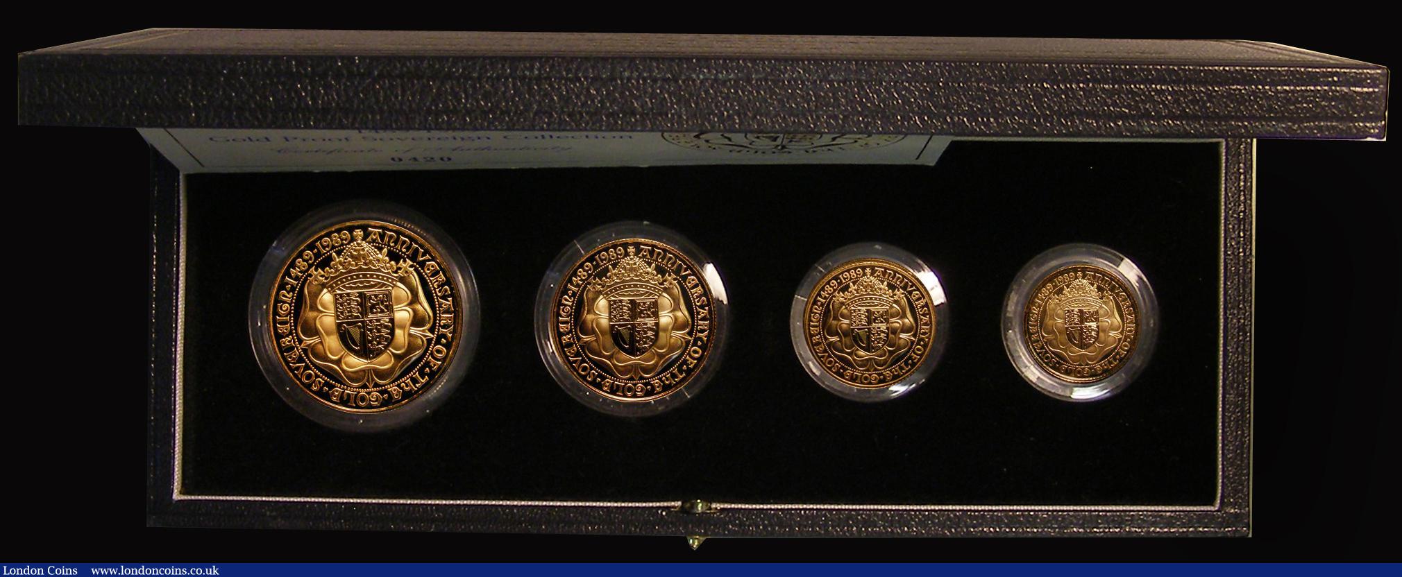 London Coins : A174 : Lot 523 : United Kingdom 1989 Gold Proof Four Coin Sovereign Collection, 500th Anniversary of the First Gold S...
