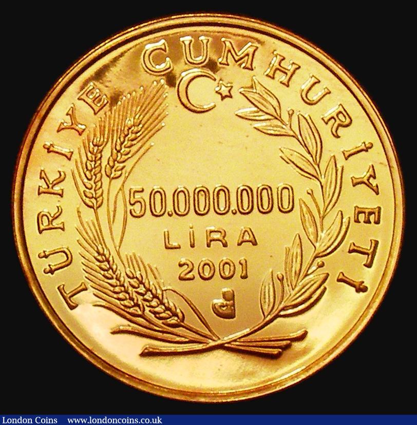 London Coins : A174 : Lot 684 : Turkey 50,000,000 Lira 2001 Reverse: Aquila Chrysaetos - Golden Eagle with a small diamond for the E...