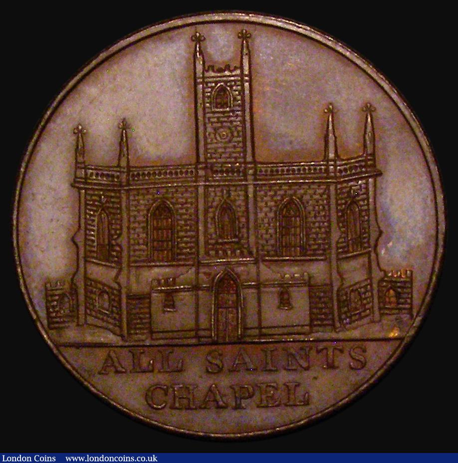 London Coins : A174 : Lot 708 : Halfpenny 19th Century Somerset - Bath City Token undated, All Saint's Chapel Obverse: View of ...