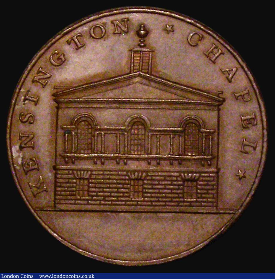 London Coins : A174 : Lot 710 : Halfpenny 19th Century Somerset - Bath City Token undated, Kensington Chapel Obverse: View of the ch...