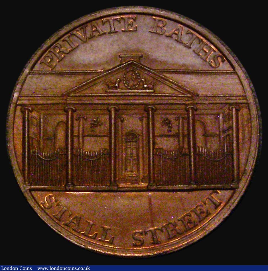 London Coins : A174 : Lot 711 : Halfpenny 19th Century Somerset - Bath City Token undated, Private Baths, Stall Street, Obverse: Fro...