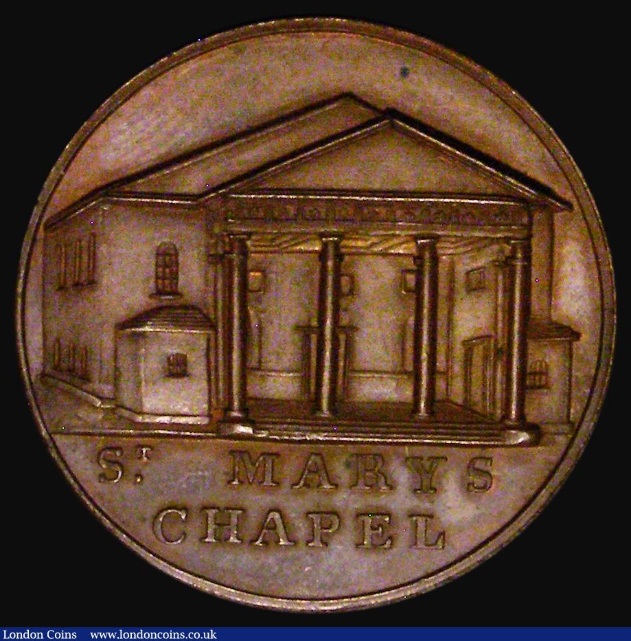 London Coins : A174 : Lot 712 : Halfpenny 19th Century Somerset - Bath City Token undated, St. Mary's Chapel Obverse: View of t...