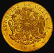 London Coins : A174 : Lot 1222 : Chile 8 Escudos Gold 1851LA Santiago Mint, the I of CHILE struck over a lower I, KM#105 MES DE FEBRE...