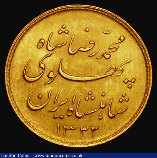 Iran Gold Pahlavi SH1322 (1943) KM#1148 GEF/AU and lustrous : World Coins : Auction 174 : Lot 1313