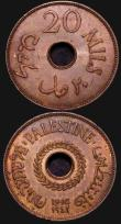 London Coins : A174 : Lot 1372 : Palestine (2) 100 Mils 1940 KM#7 EF and lustrous, 20 Mils 1942 Bronze KM#5a About EF with traces of ...