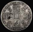 London Coins : A174 : Lot 1506 : Crown 1716 Roses and Plumes, SECVNDO edge, ESC 110, Bull 1540 Fine with a flan flaw on the Hanoveria...