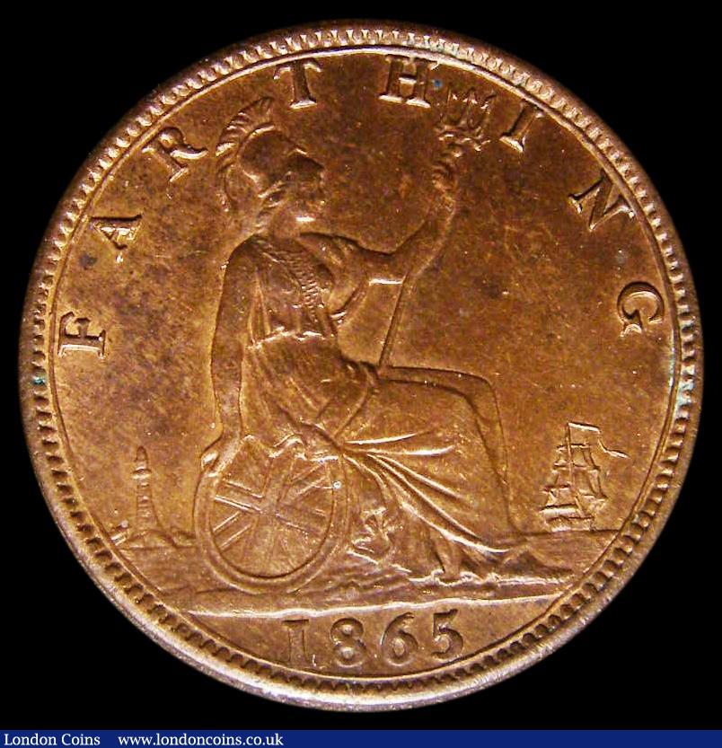 London Coins : A175 : Lot 1526 : Farthing 1865 Thin 8 in date, LCGS Variety 03 UNC with traces of lustre, in an LCGS holder and grade...