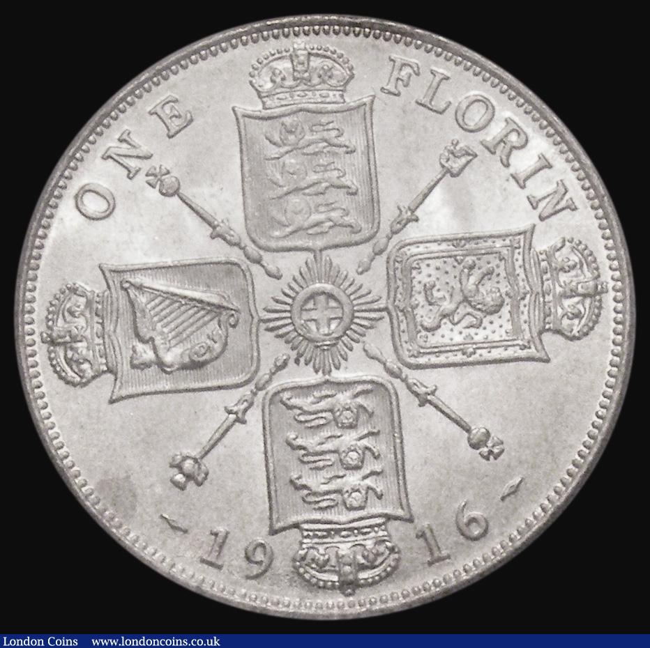 London Coins : A175 : Lot 1603 : Florin 1916 ESC 935, Bull 3761 UNC with practically full mint lustre, in an LCGS holder and graded L...