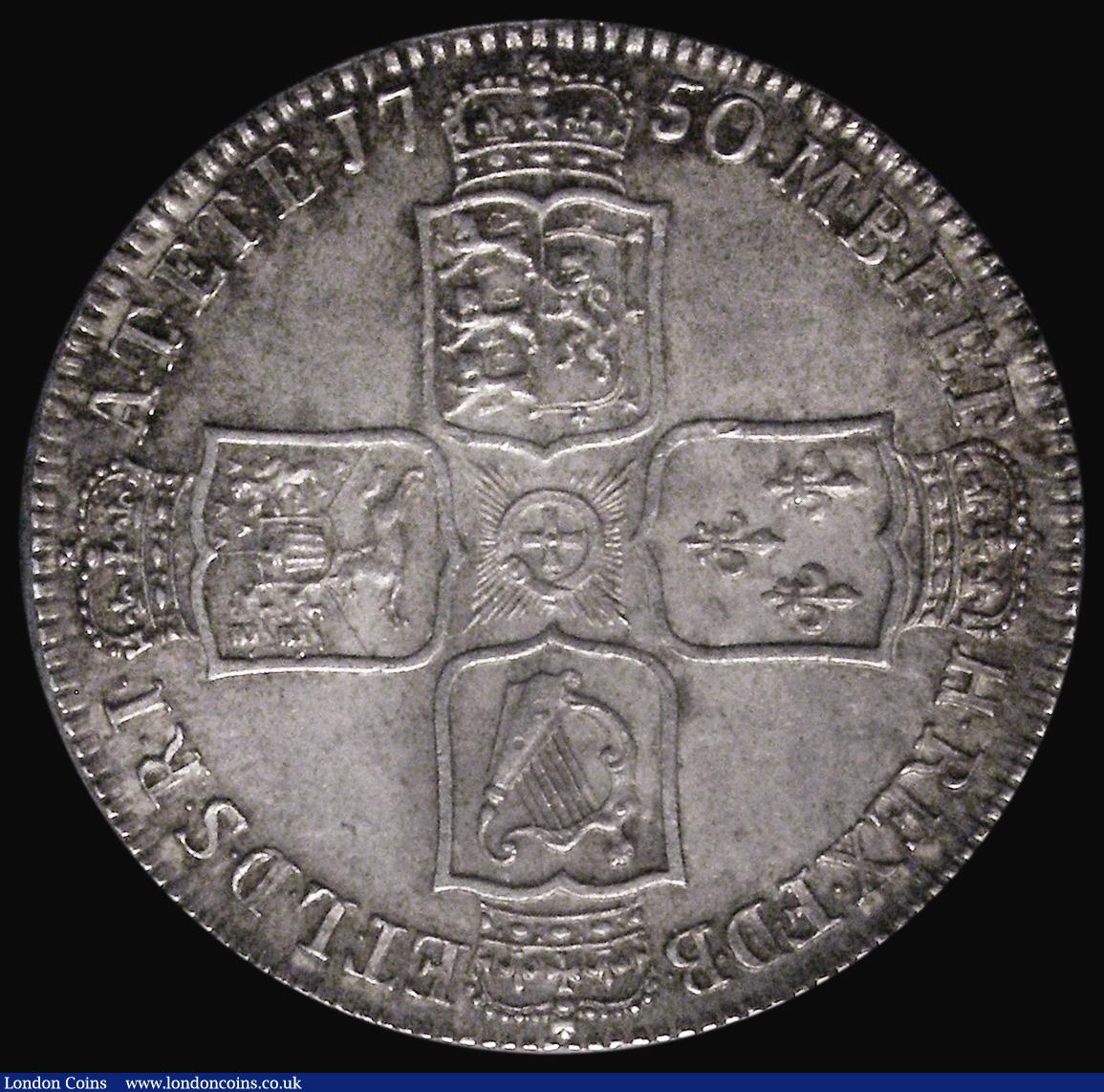 London Coins : A175 : Lot 1640 : Halfcrown 1750 ESC 609, Bull 1692 UNC with touches of golden tone, in an LCGS holder and graded LCGS...