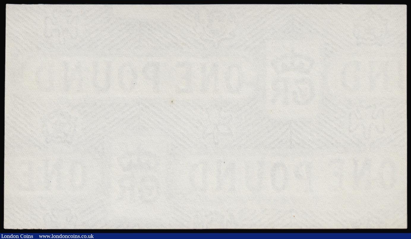 London Coins : A175 : Lot 20 : Treasury &pound;1 blank paper with watermark ONE POUND, crowned GR monogram and two floral emblems a...