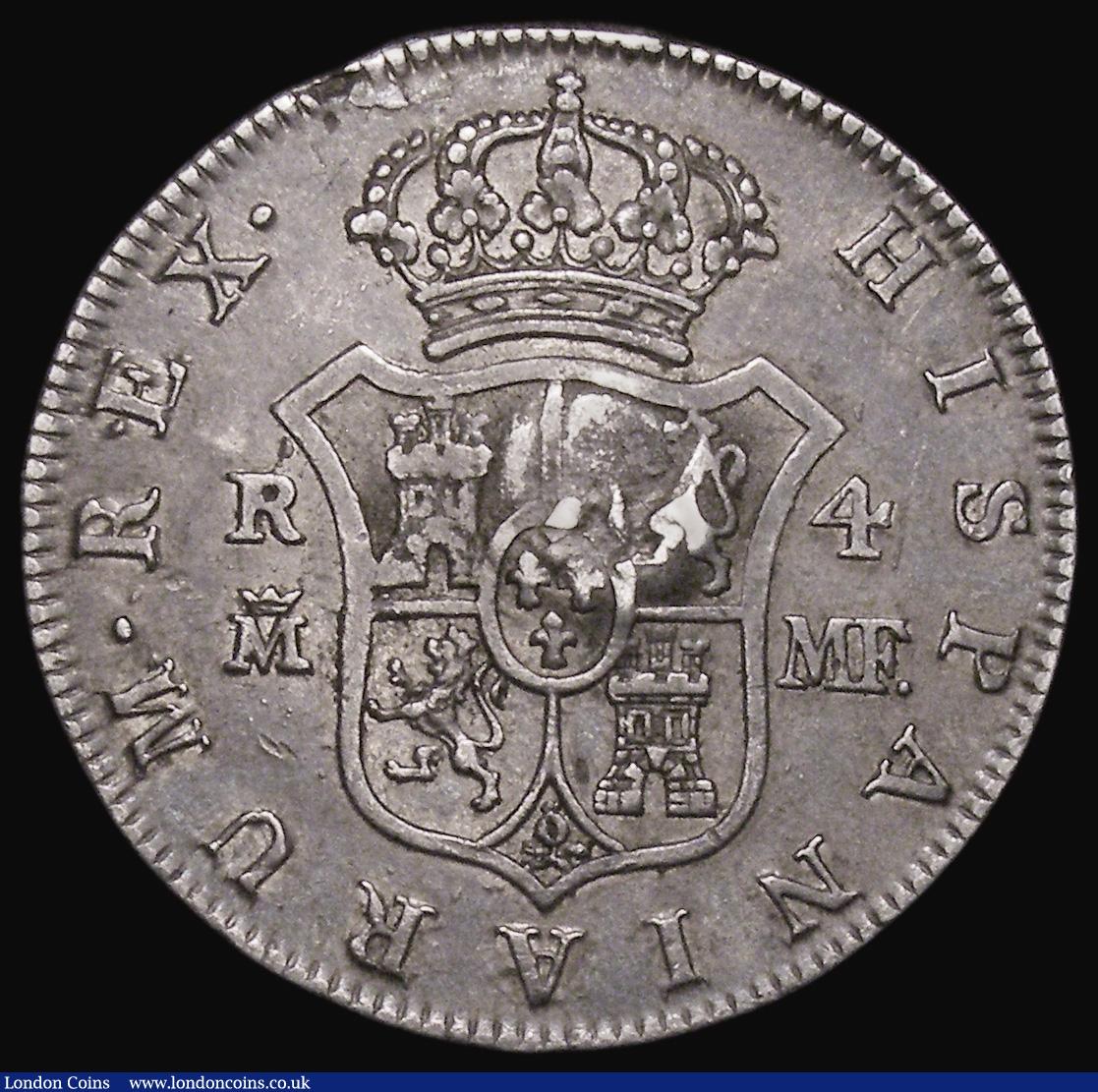 London Coins : A175 : Lot 2487 : Half Dollar George III Oval Countermark on a Spain 4 Reales 1792 MF (Madrid) ESC 611, Bull 1875 type...