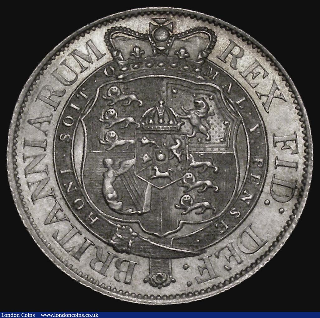 London Coins : A175 : Lot 2572 : Halfcrown 1818 ESC 621, Bull 2099 UNC with minor cabinet friction and a small tone spot on the obver...