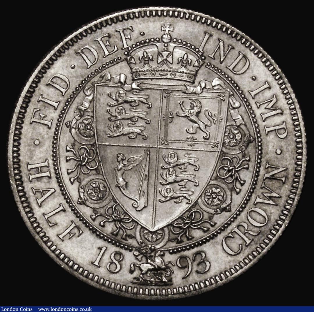 London Coins : A175 : Lot 2614 : Halfcrown 1893 Proof ESC 727, Bull 3779, Davies 663 dies 2B, UNC lightly cleaned with some hairlines